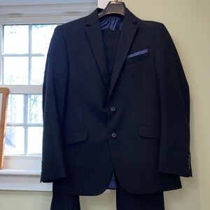 Billy London Dark Men's Classic Black Two-Button Suit Size 40R